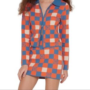 Another Girl Checkerboard Swirl Skirt